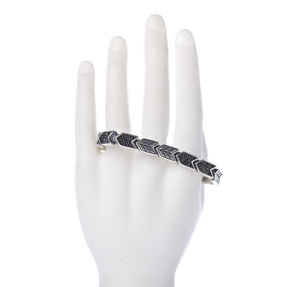 David Yurman Sterling Silver Black Diamond 9mm Mens Chevron Link Bracelet 2 of 4