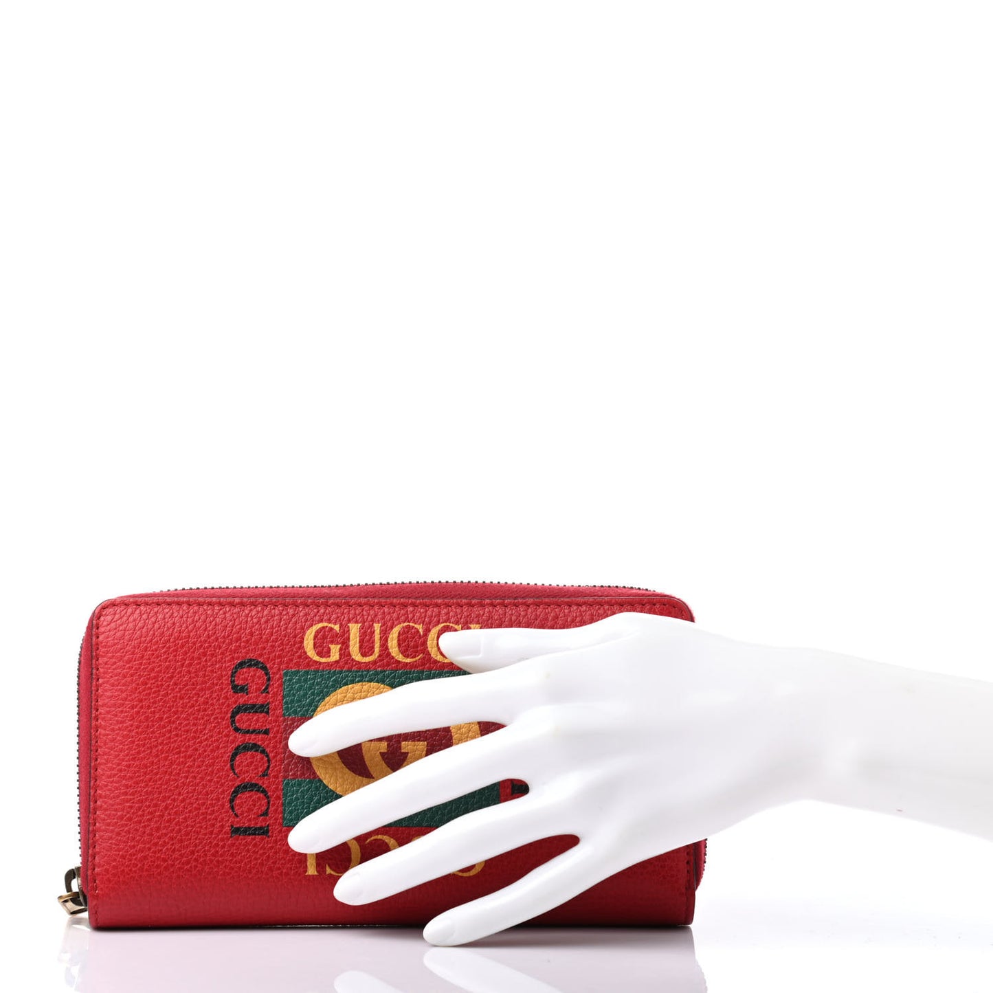 Cripto Calfskin Interlocking G Logo Zip Around Wallet Hibiscus Red Giallo Black Green Red
