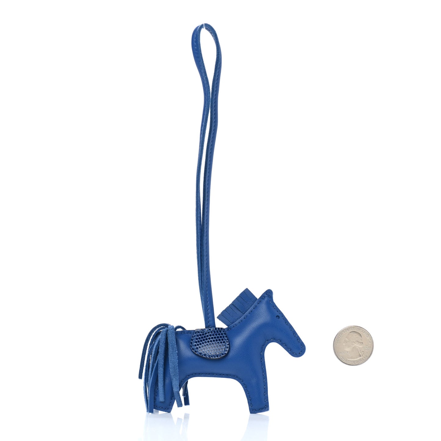 Milo Lambskin Lizard Touch Grigri Rodeo Horse Bag Charm PM Bleu France Bleu Saphir