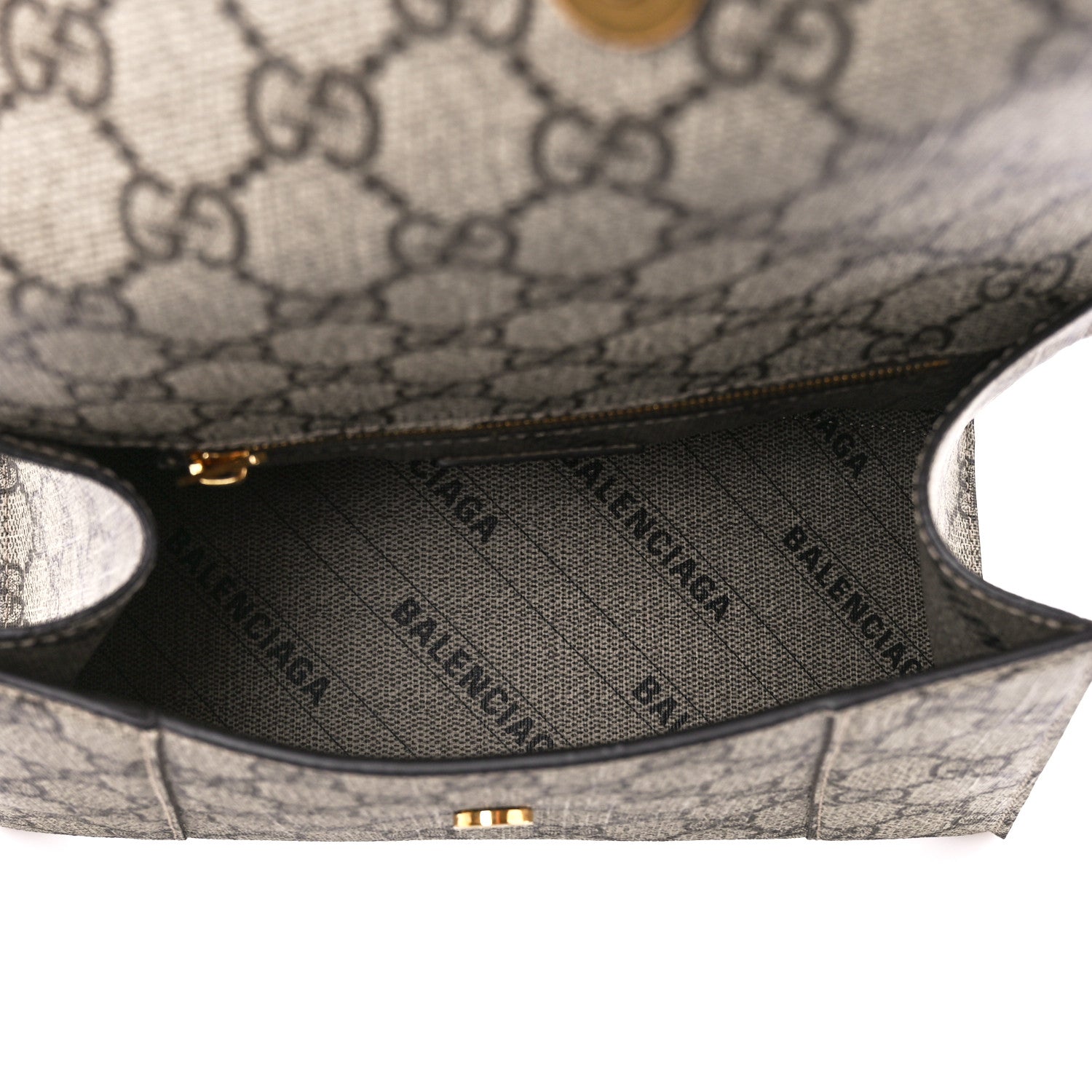 Balenciaga X GUCCI GG Supreme Monogram Small Hourglass Top Handle Bag Beige Ebony 4 of 10