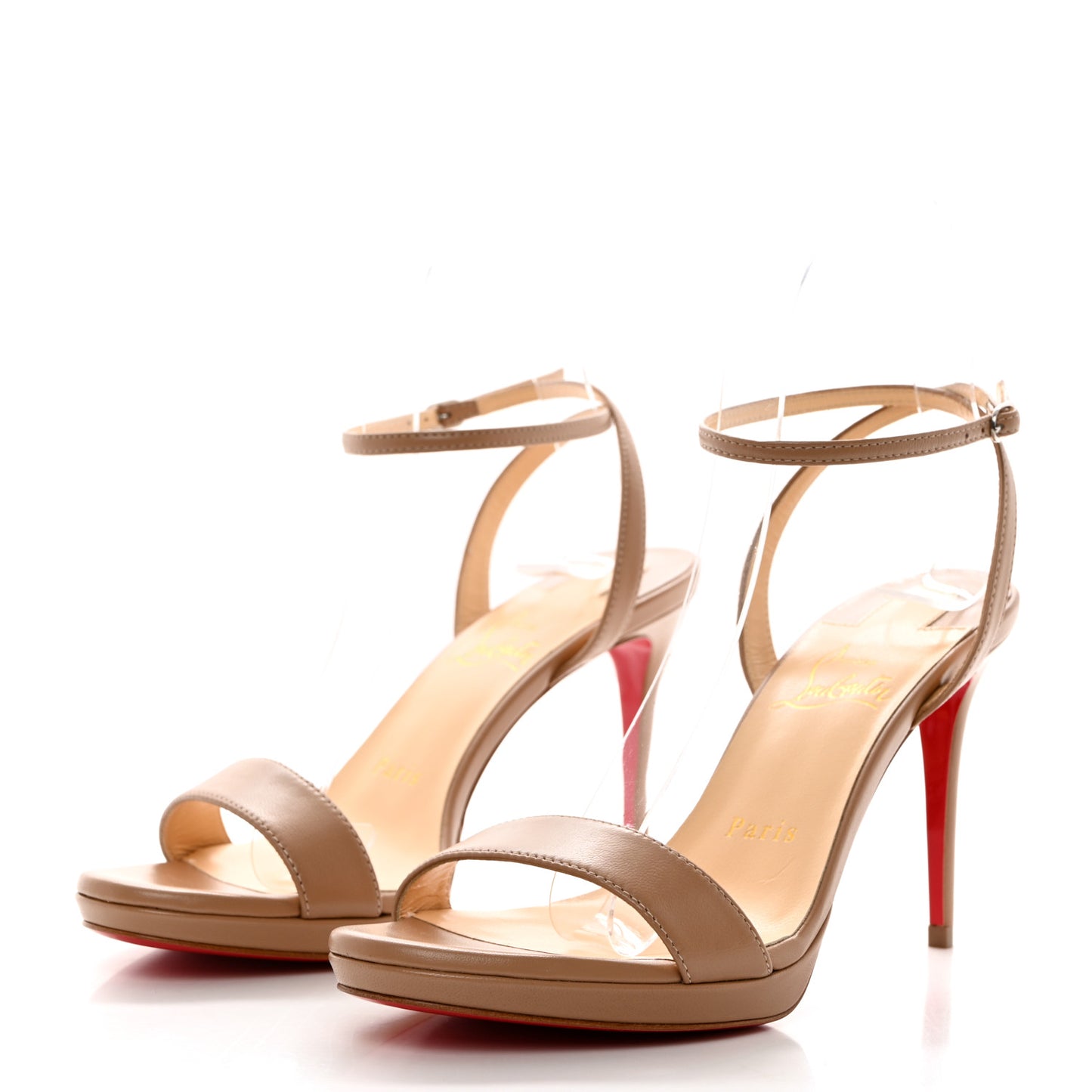 Nappa Loubi Queen 100 Strap Sandals 36.5 Nude
