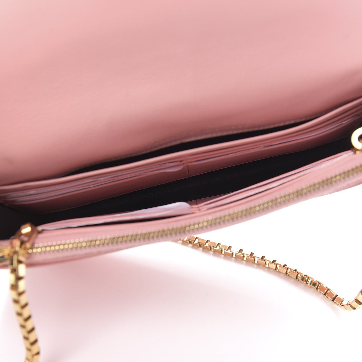 Veau Amp Plate Gold Chain Wallet Rose