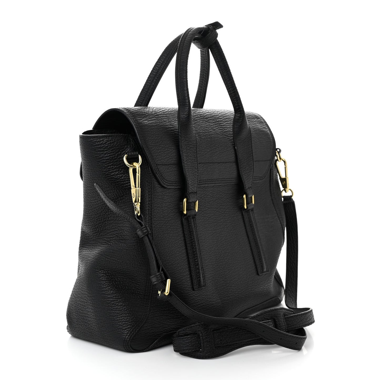 Textured Calfskin Medium Pashli Satchel Black