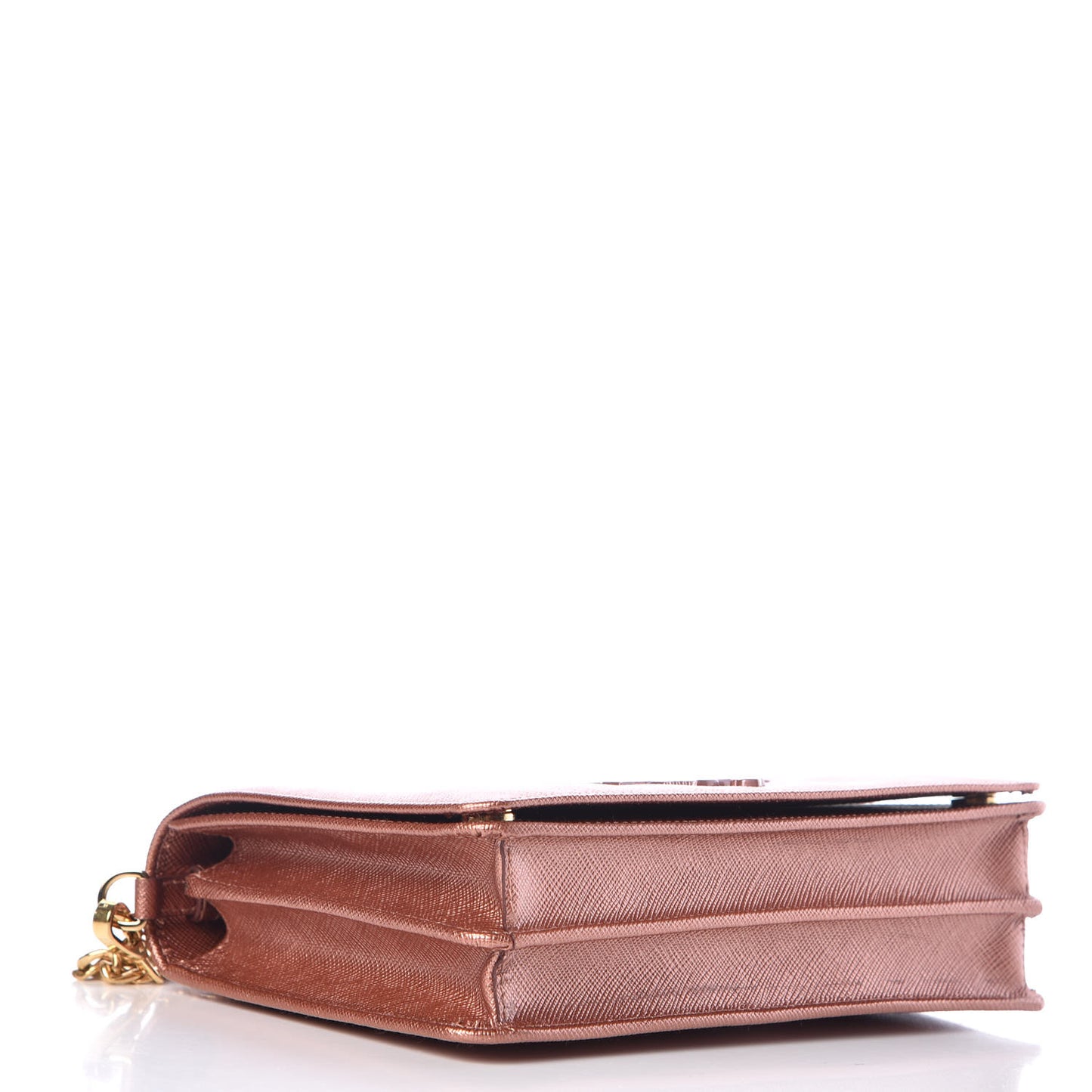 Metallic Saffiano Lux Chain Wallet Antico Mordore