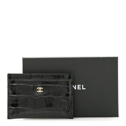 Chanel Calfskin Crocodile Embossed Crococo Card Holder Black 8 of 8