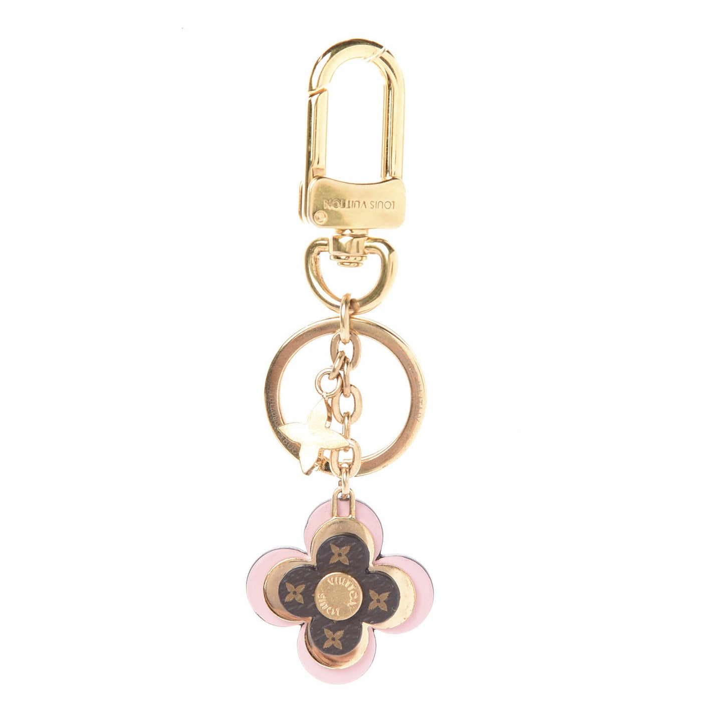 Monogram Blooming Flowers BB Bag Charm Key Holder Pink