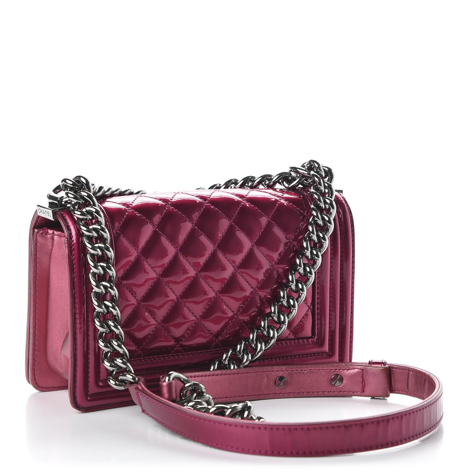 Chanel Metallic Patent Calfskin Quilted Small Boy Flap Pink 3 of 10