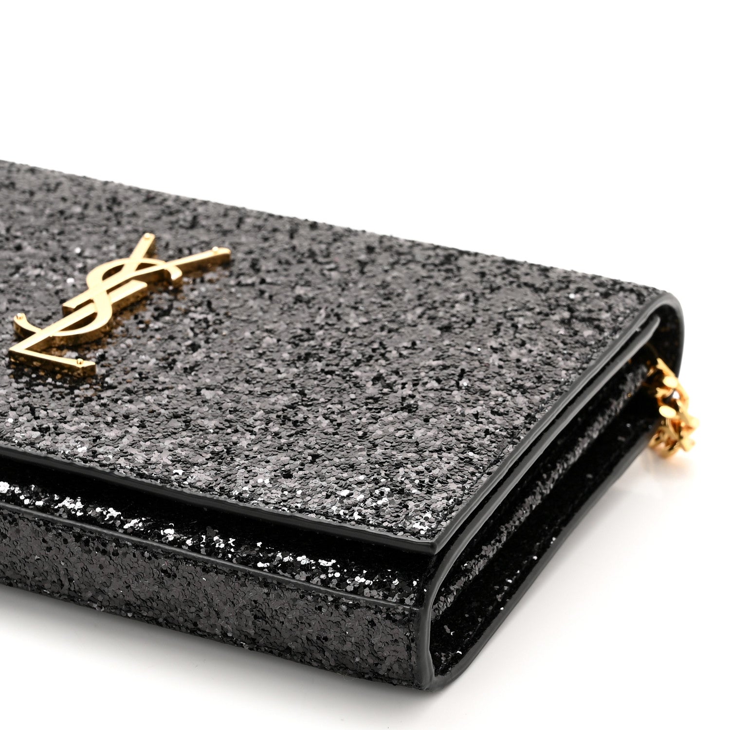 Saint Laurent Glitter Classic Monogram Chain Wallet Black Multicolor 10 of 10