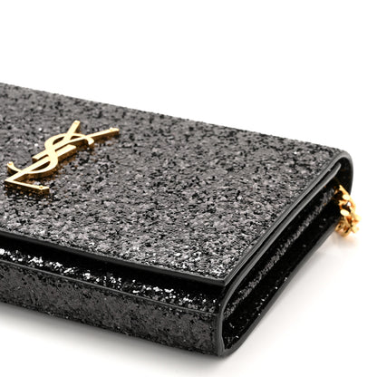 Saint Laurent Glitter Classic Monogram Chain Wallet Black Multicolor 10 of 10