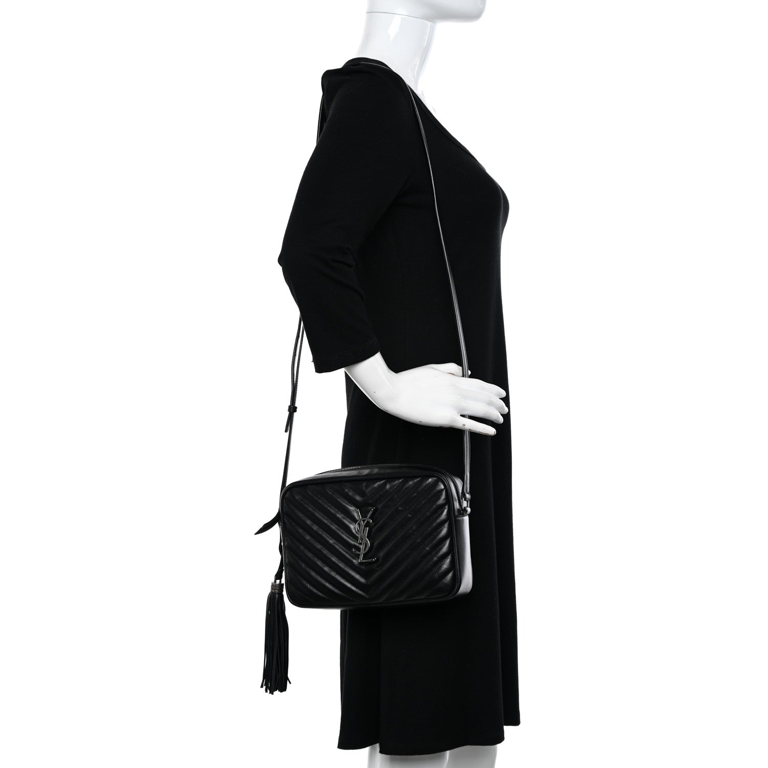 Saint Laurent Calfskin Matelasse Monogram Lou Camera Bag Black 2 of 10