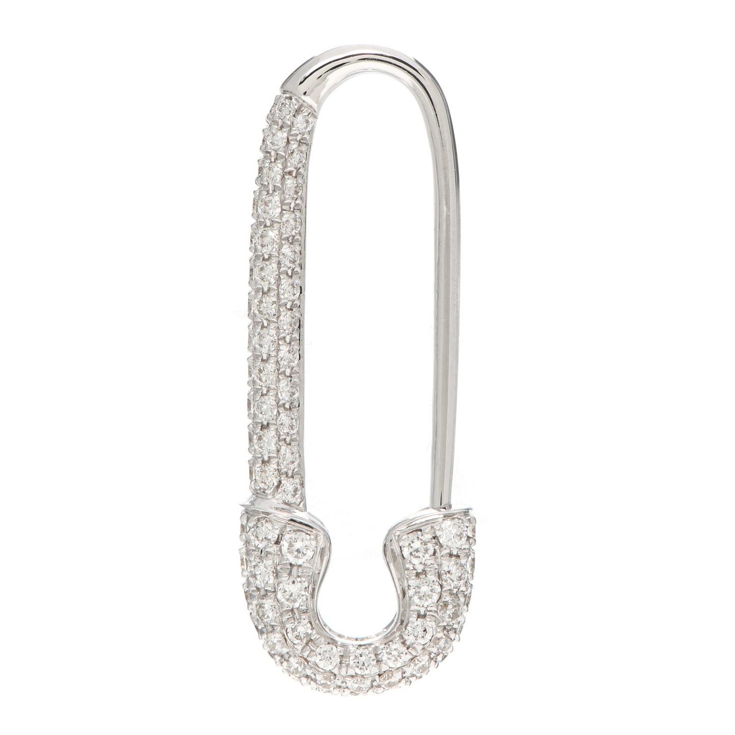 18K White Gold Diamond Safety Pin Earring