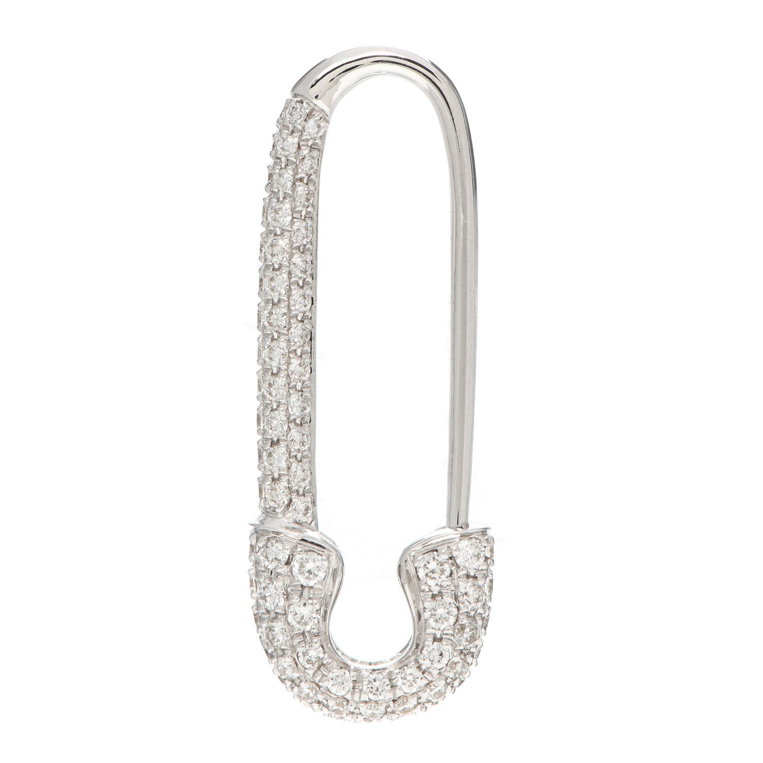Anita Ko 18K White Gold Diamond Safety Pin Earring 1 of 4