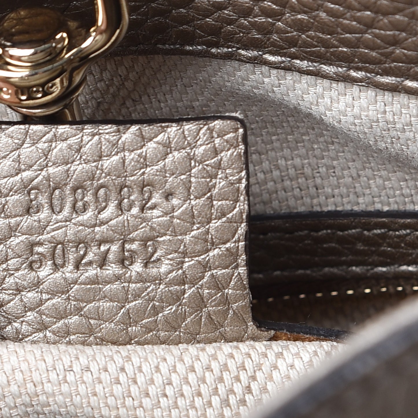 Metallic Pebbled Calfskin Medium Soho Chain Shoulder Bag Golden Beige