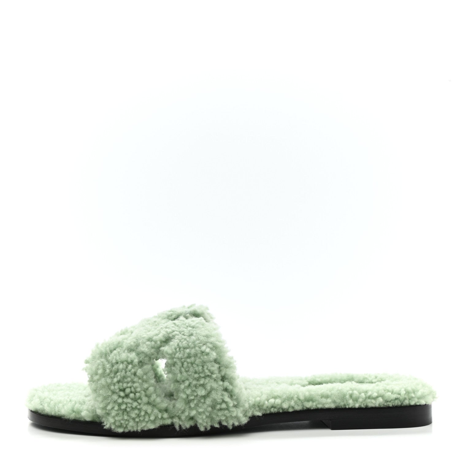 Hermes Woolskin Oran Sandals 38 Vert D’Eau 1 of 8