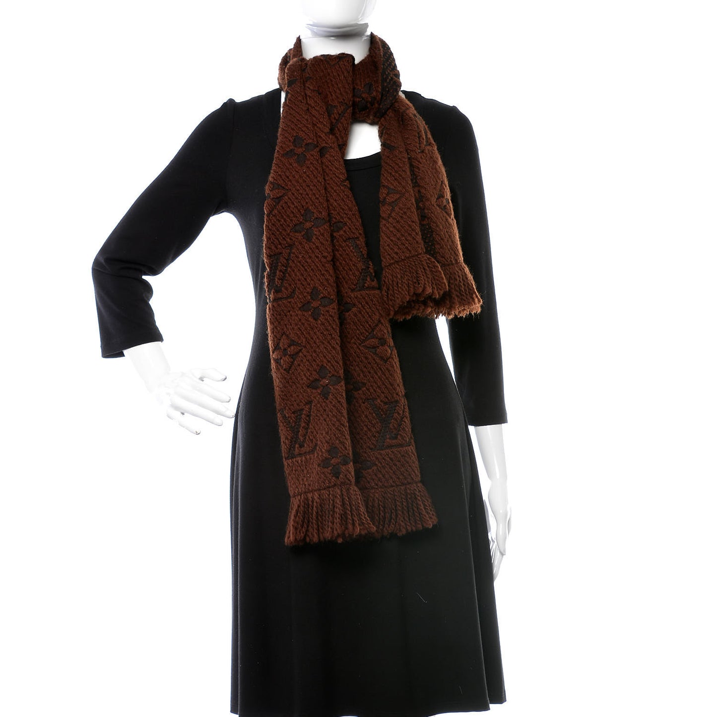 Wool Silk Logomania Scarf Marron
