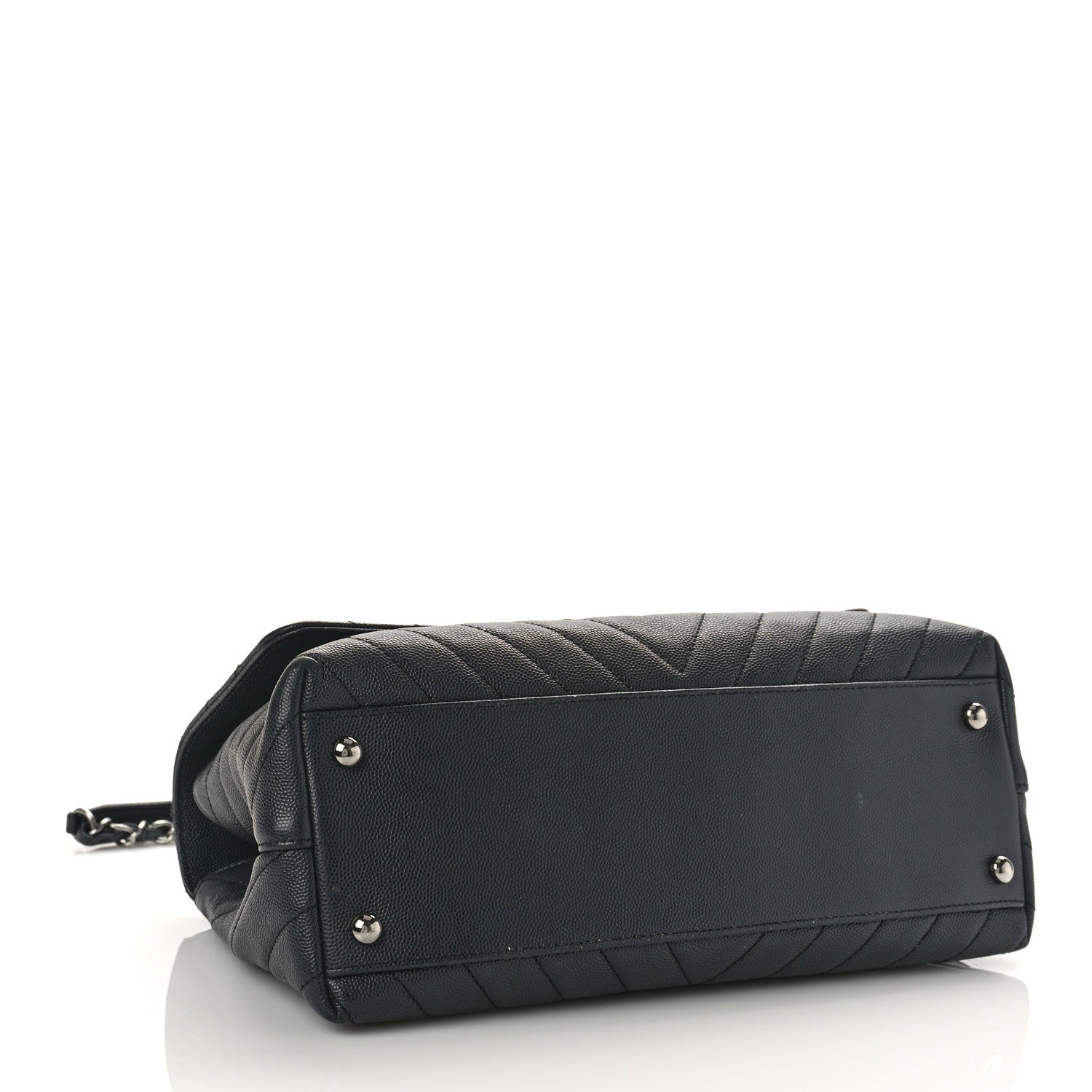 Chanel Caviar Chevron Quilted Small Coco Handle Flap Dark Grey 4 of 9