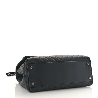 Chanel Caviar Chevron Quilted Small Coco Handle Flap Dark Grey 4 of 9