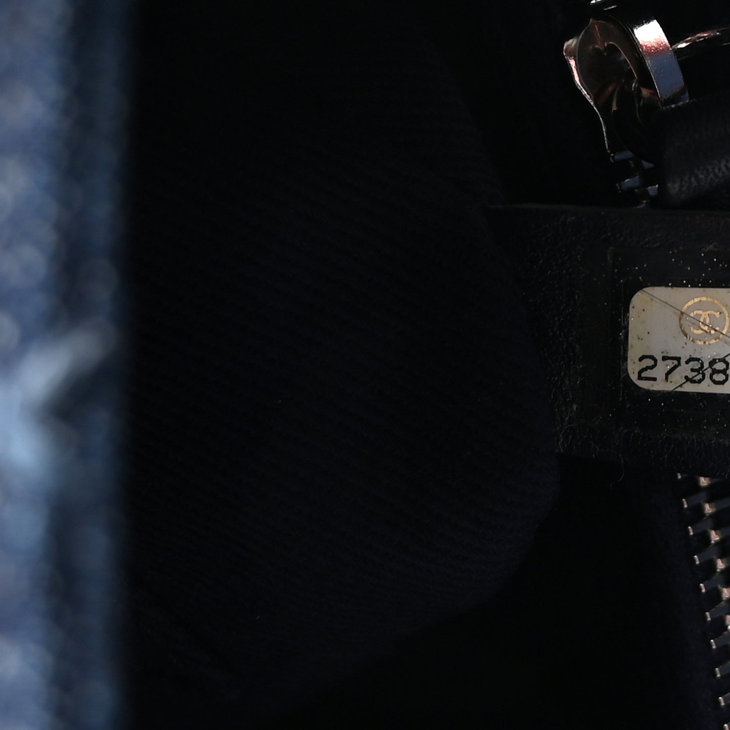 Denim Quilted Small Coco Handle Flap Blue