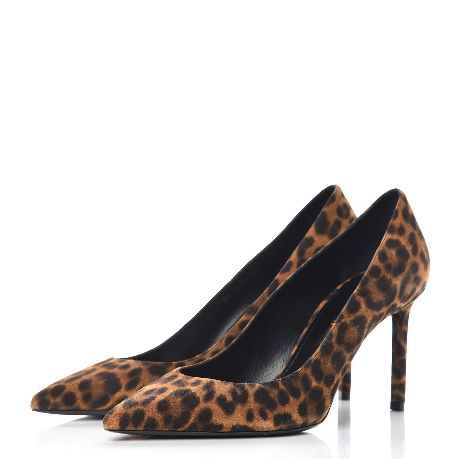 Saint Laurent Suede Leopard Printed Anja Pumps 38.5 Natural Coffee 3 of 9