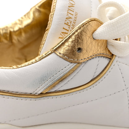 Valentino Garavani Calfskin Roman Stud Sneakers 37.5 White Gold 9 of 9