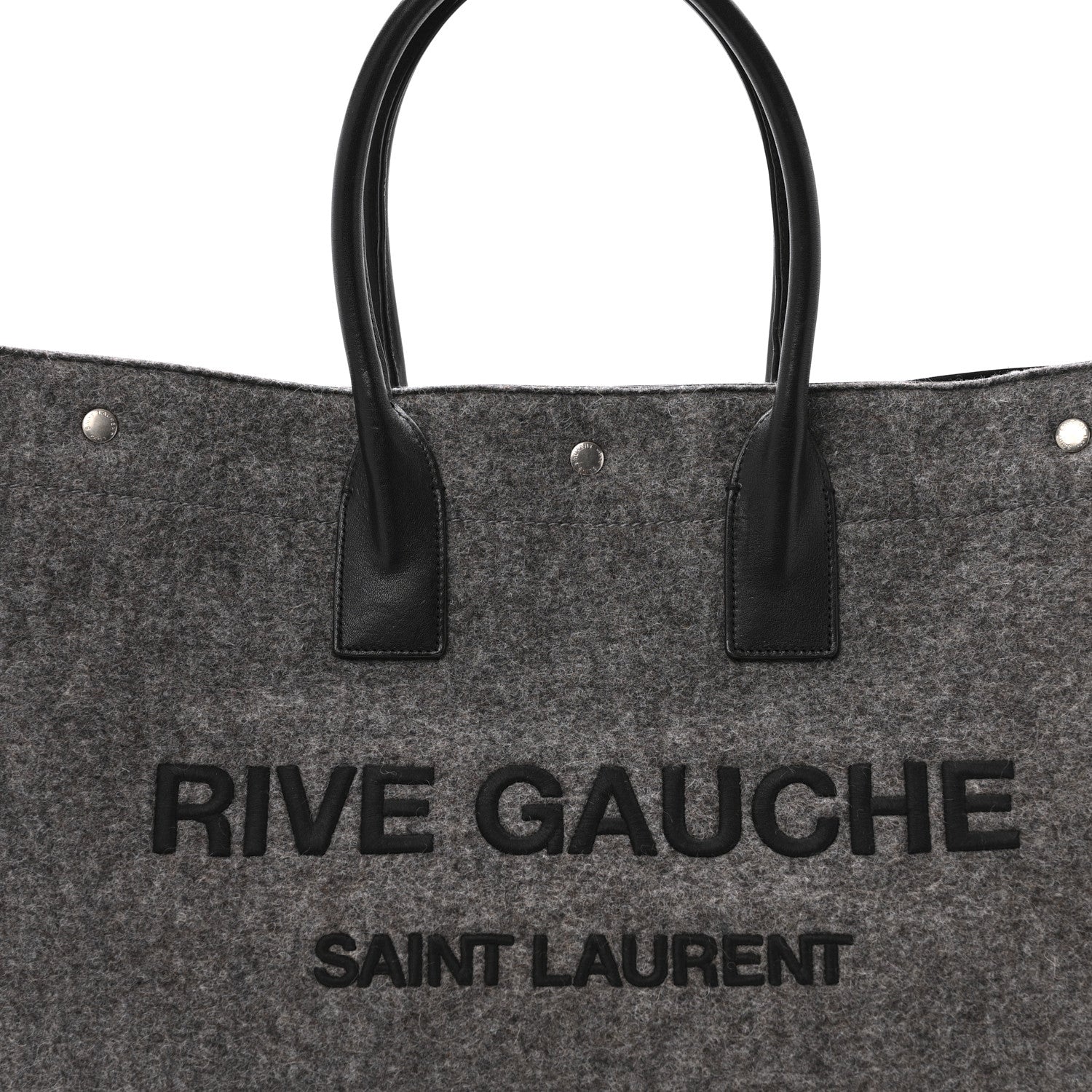 Saint Laurent Wool Calfskin Rive Gauche Tote Grey 7 of 13