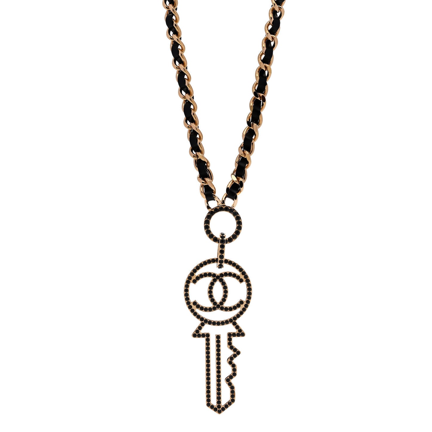 Patent Crystal Key Necklace Gold Black