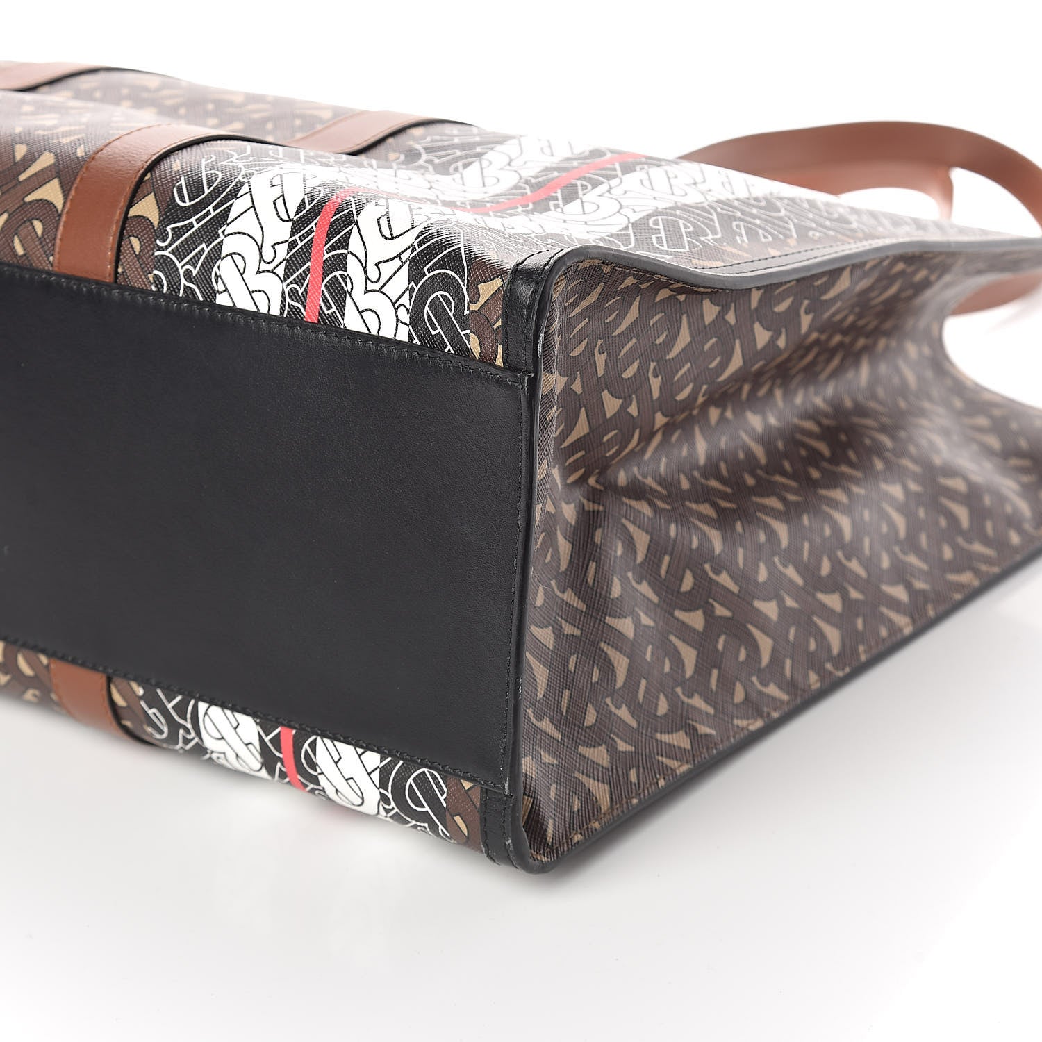 Burberry E-Canvas Monogram Stripe Book Tote Bridle Brown 9 of 11