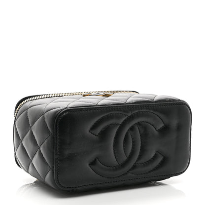 Chanel Lambskin Enamel Quilted Small Vanity Case With Chain Black 4 of 10
