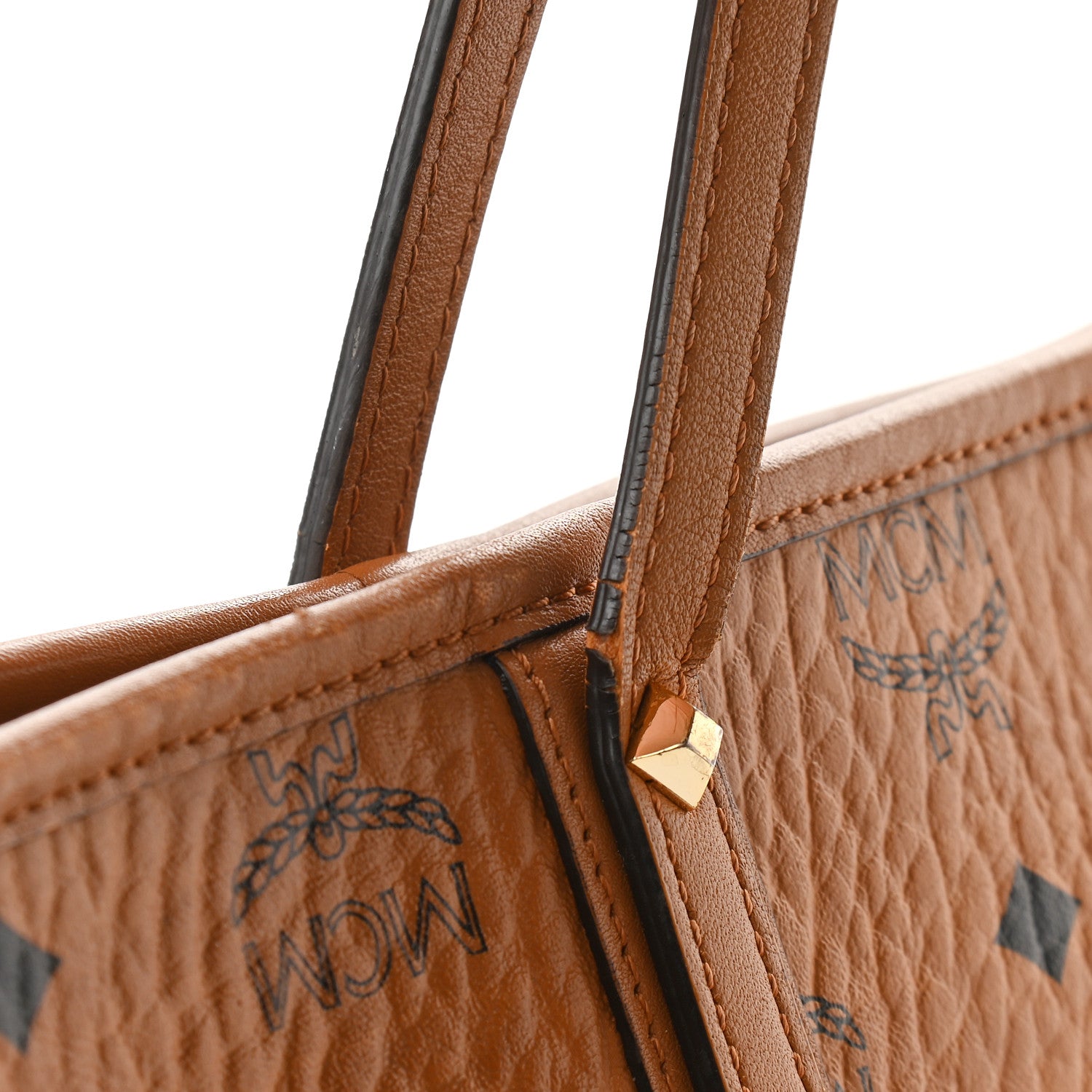 MCM Visetos Medium Anya Top Zip Shopper Tote Cognac 10 of 10