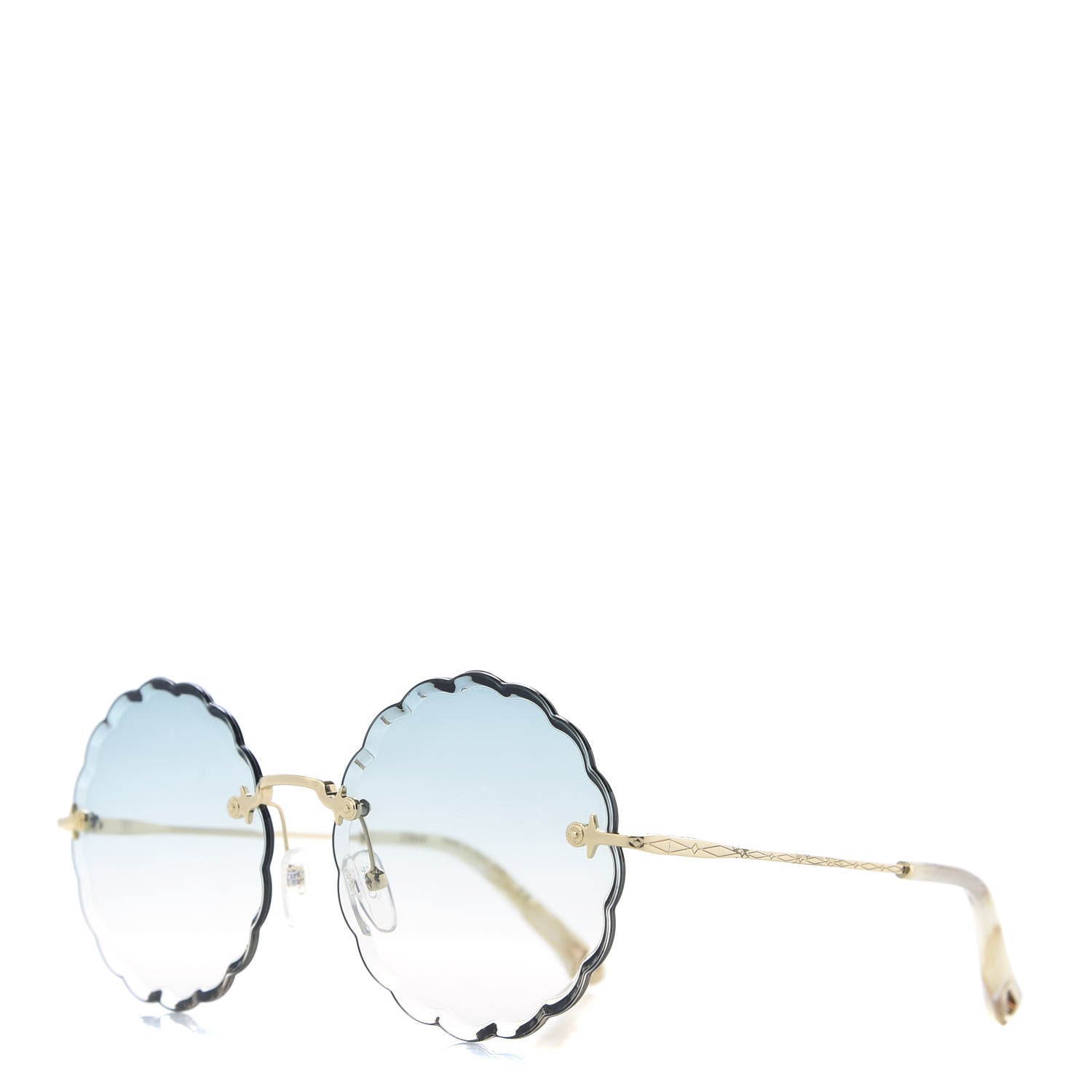 Chloe Rosie Bevelled Round Sunglasses CE142S Gold Gradient Blue 1 of 8