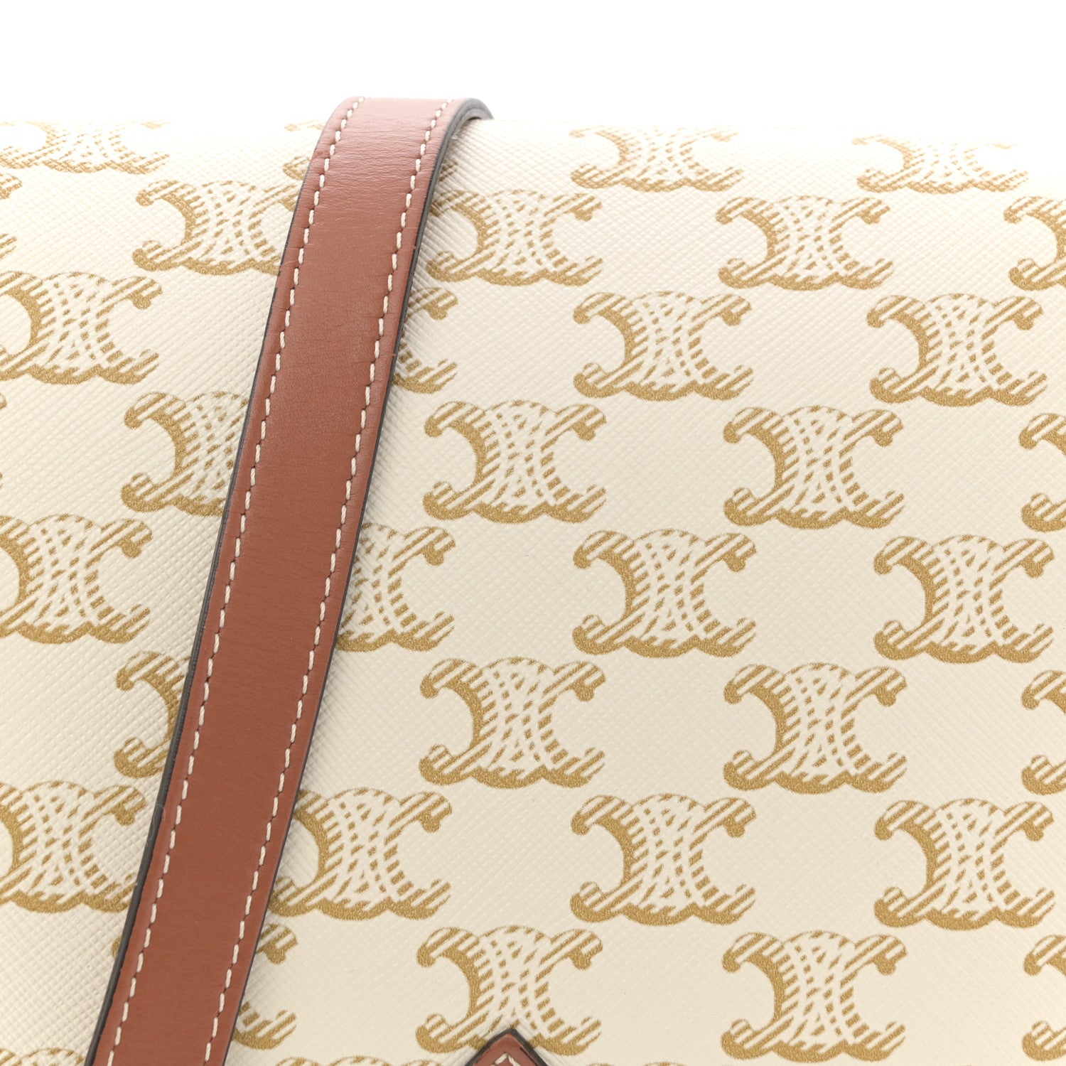 Celine Triomphe Canvas Medium Folco Bag White 7 of 11