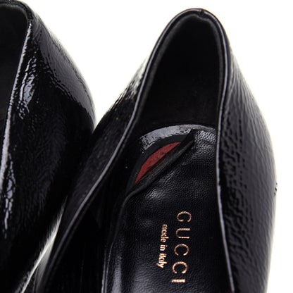 Gucci Patent Horsebit Platform Peep Toe Pumps 9.5 Black 12 of 15