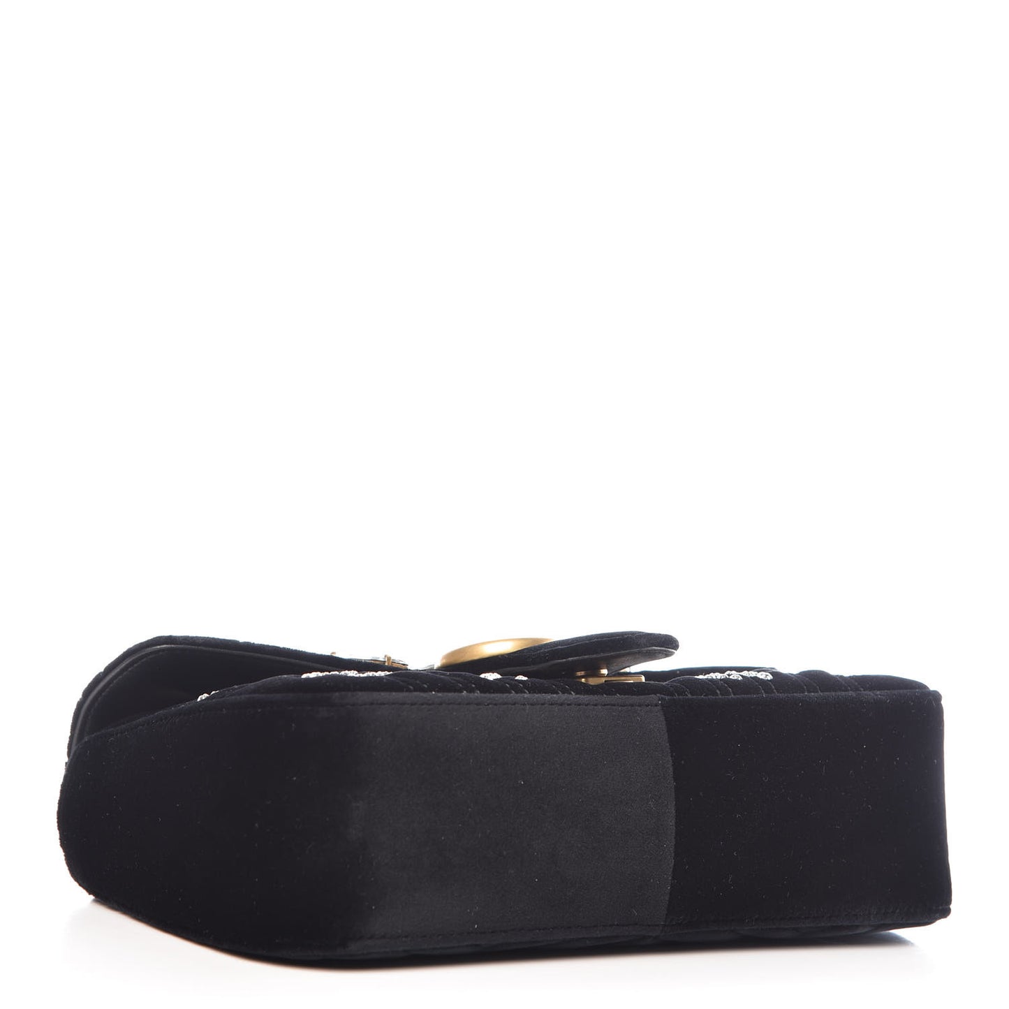 Velvet Matelasse Marquise Crystals Embroidered Small GG Marmont Shoulder Bag Black
