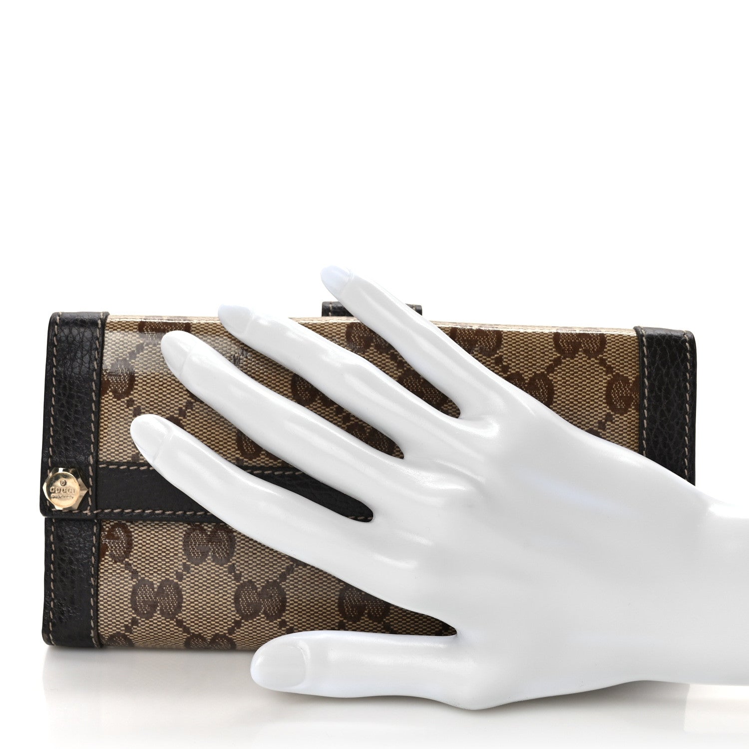 Gucci Crystal Monogram Continental Charmy Wallet Brown 2 of 9