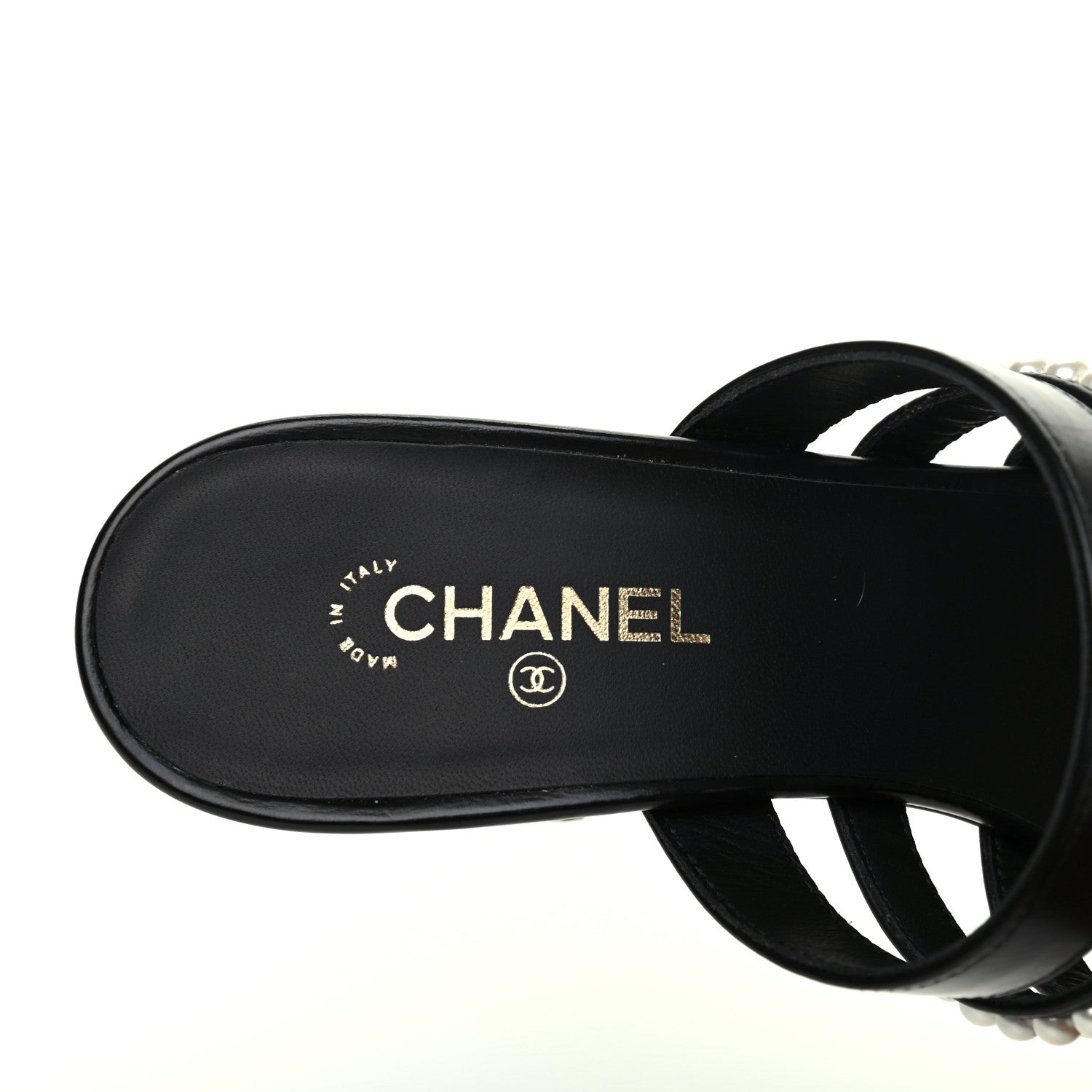 Chanel Laminated Lambskin CC Pearl Mules 36 Black 7 of 12