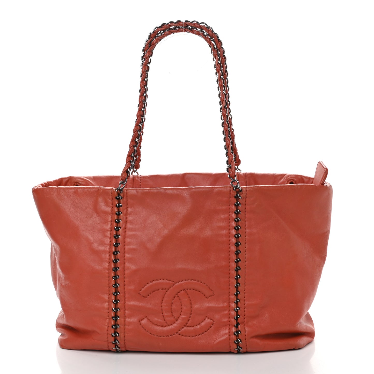 Smooth Calfskin Luxe Ligne Tote Orange