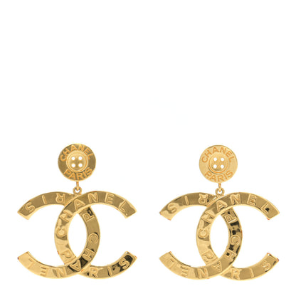 Chanel Metal Large Paris Button Earrings Gold 1 of 5