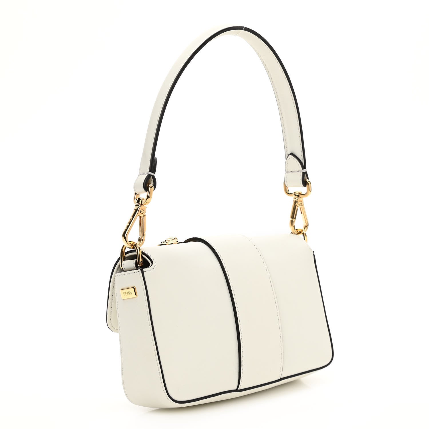 Fendi X VERSACE Vitello Seta Fendace Mini Brooch Baguette White Ice 3 of 11