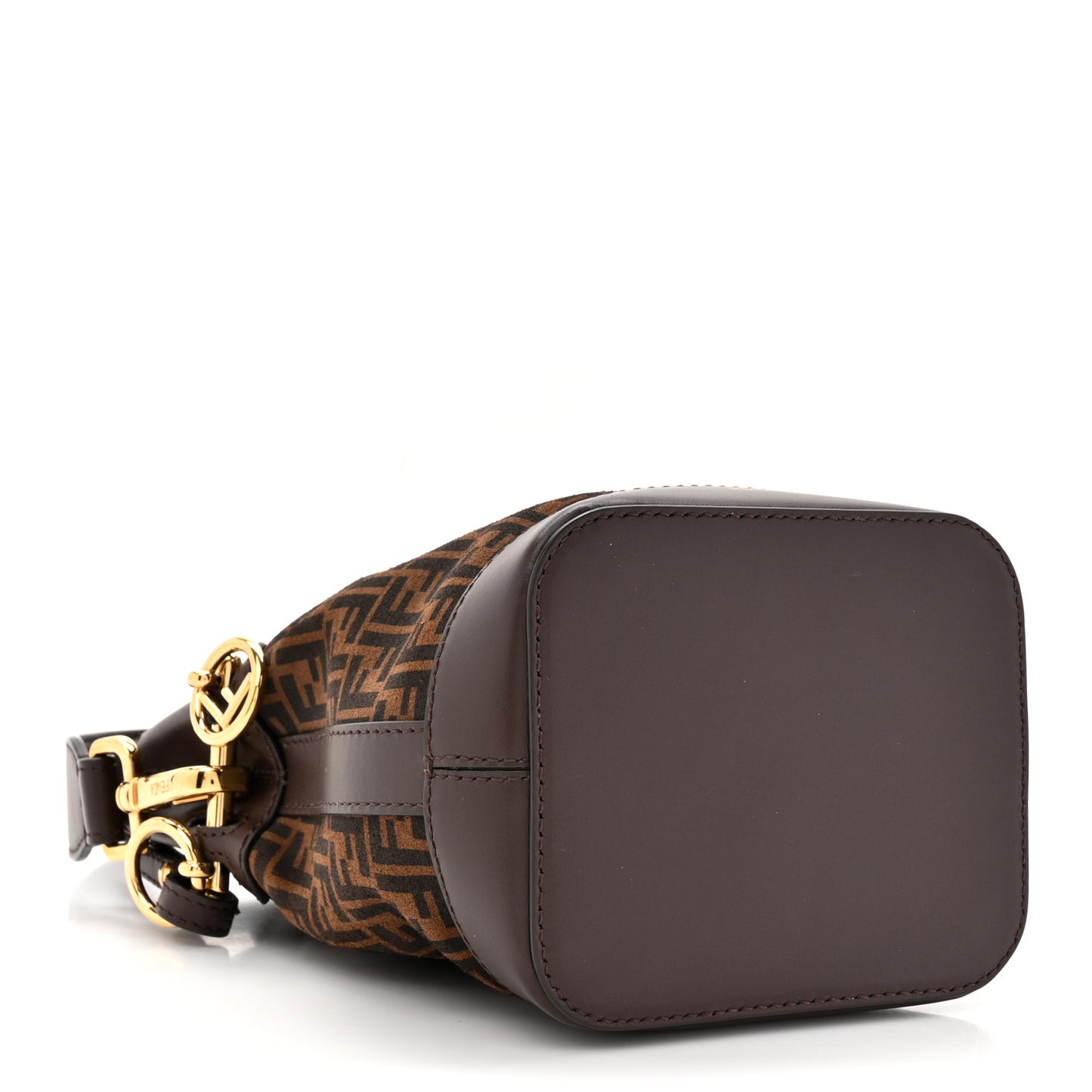 Suede Vitello King F is Fendi Micro FF Mini Mon Tresor Bucket Bag Sigaro Marrone Ebano