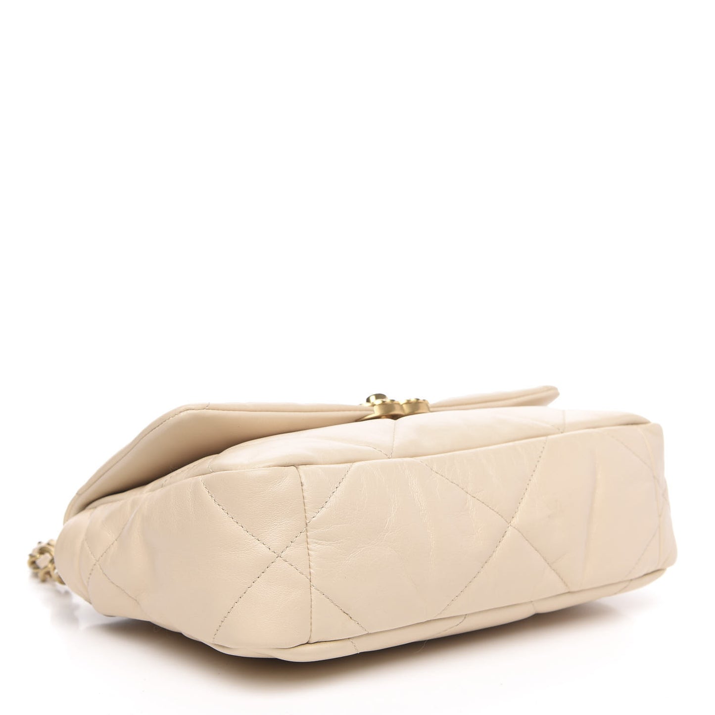 Goatskin Quilted Medium 19 Flap Beige