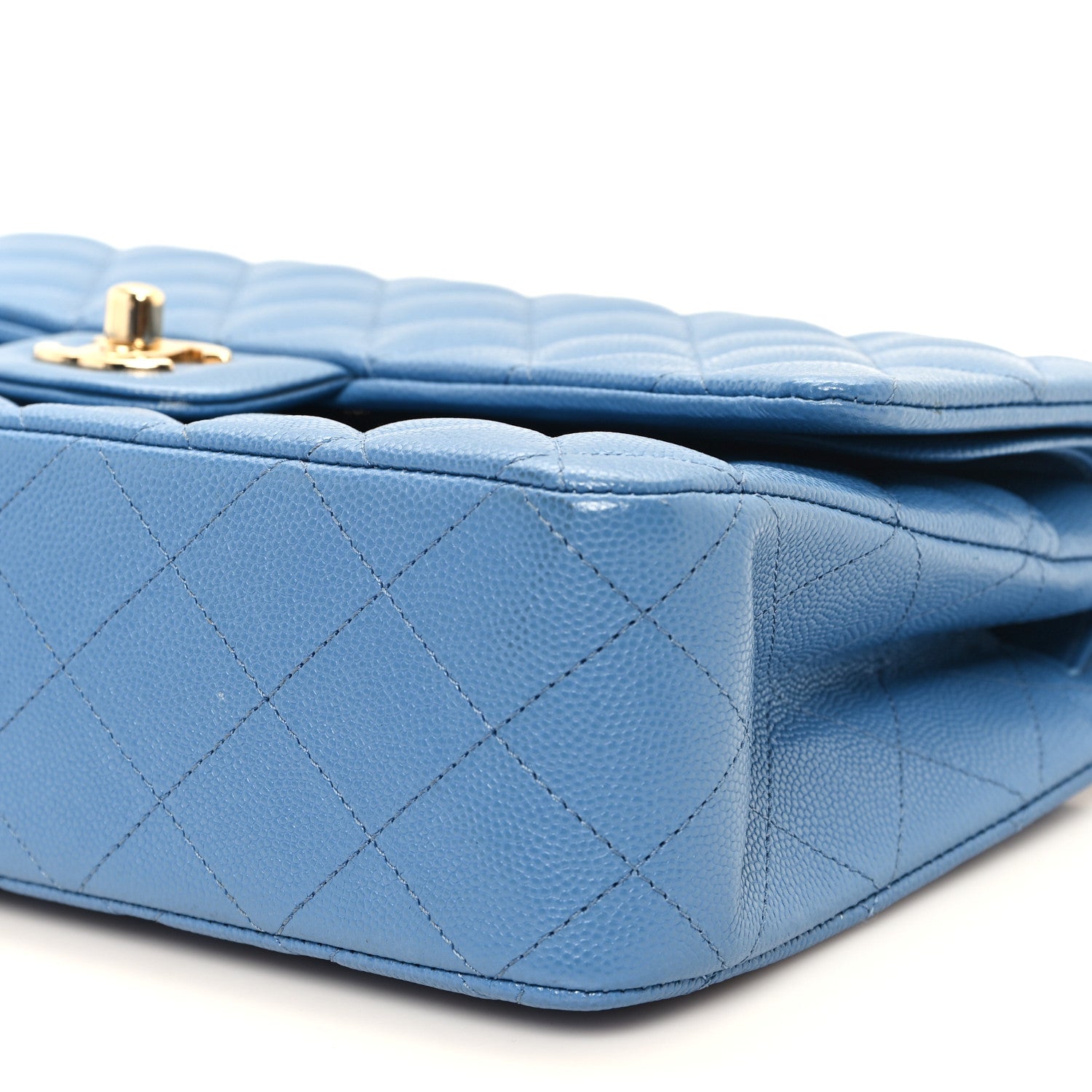 Chanel Caviar Quilted Medium Double Flap Blue 10 of 11