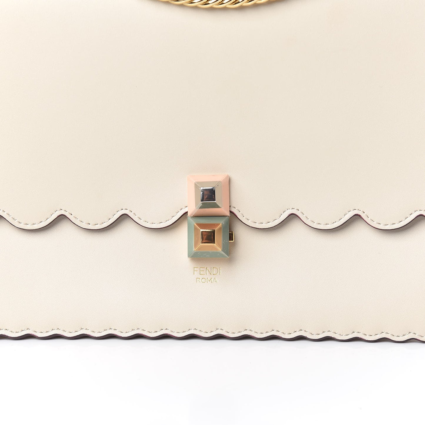 Vitello Liberty Scalloped Studded Kan I Shoulder Bag Camelia