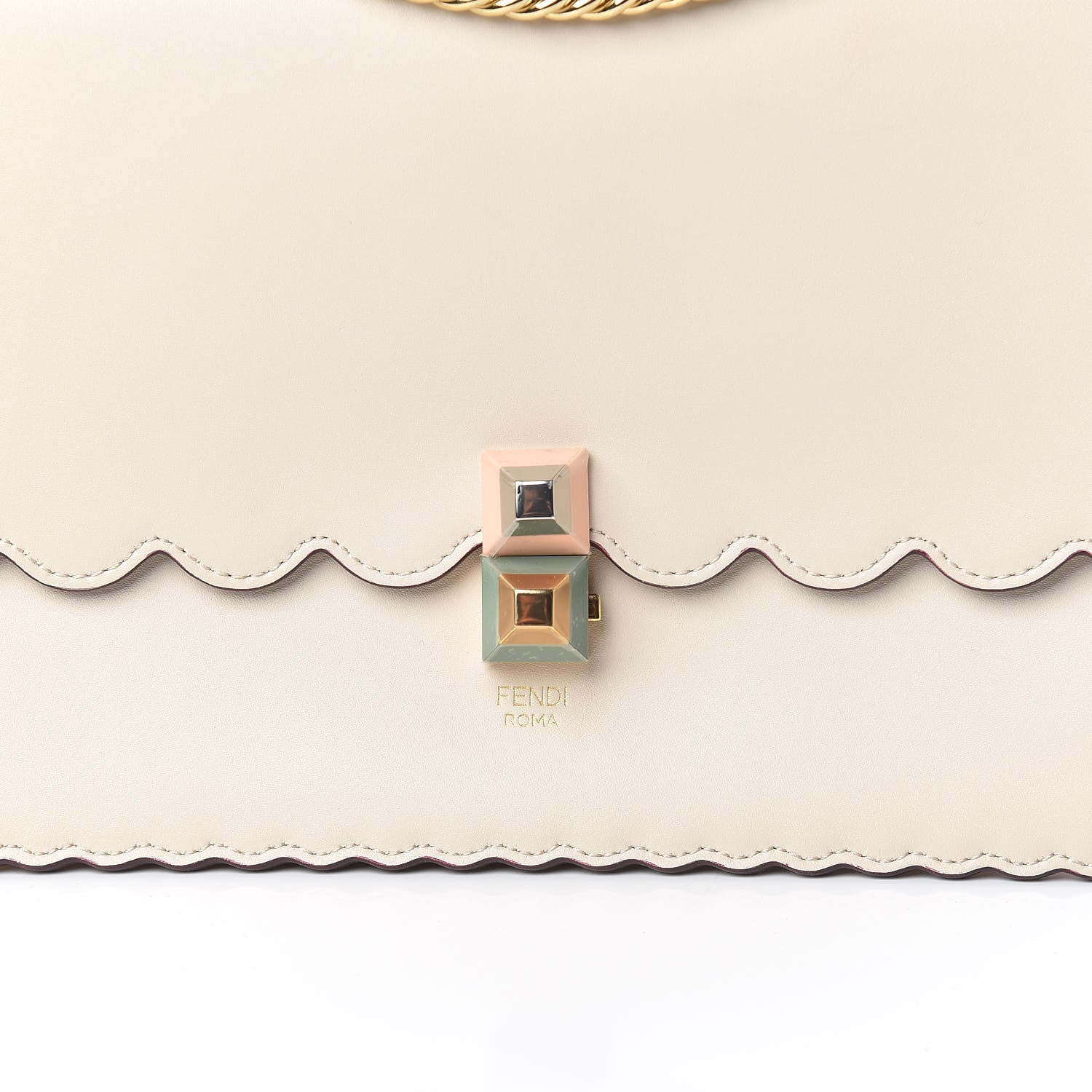 Fendi Vitello Liberty Scalloped Studded Kan I Shoulder Bag Camelia 10 of 10