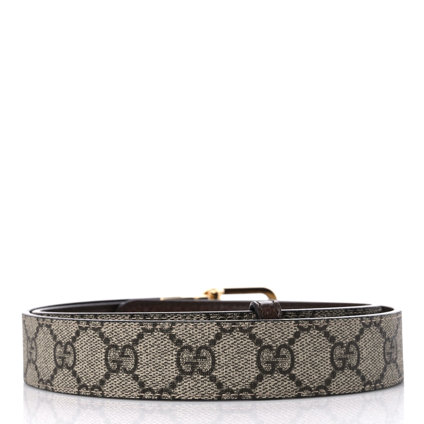 GG Supreme Monogram Textured Dollar Calfskin Squared Interlocking G 30mm Reversible Belt 90 36 Beige Ebony New Acero