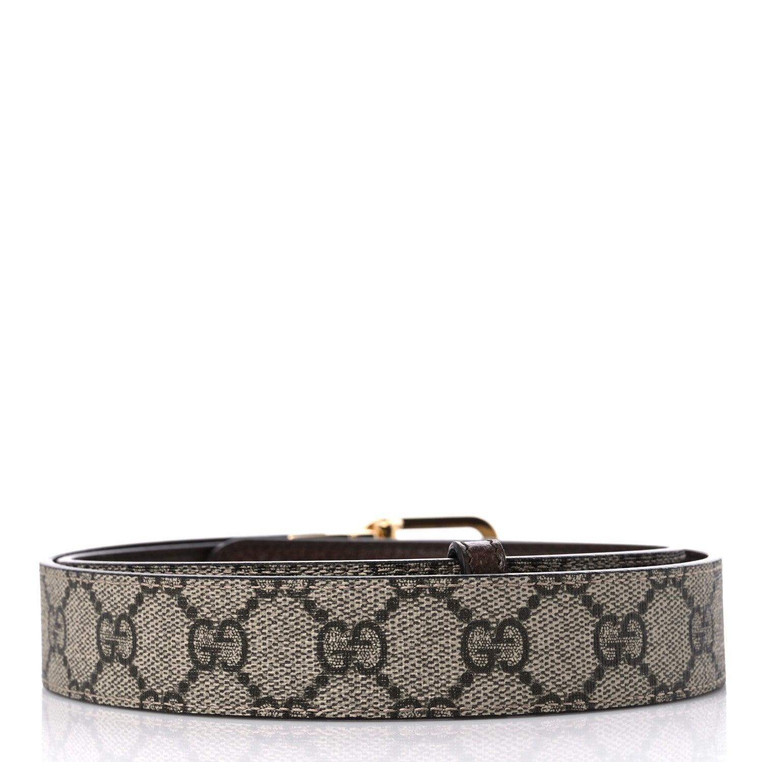 Gucci GG Supreme Monogram Textured Dollar Calfskin Squared Interlocking G 30mm Reversible Belt 90 36 Beige Ebony New Acero 2 of 4