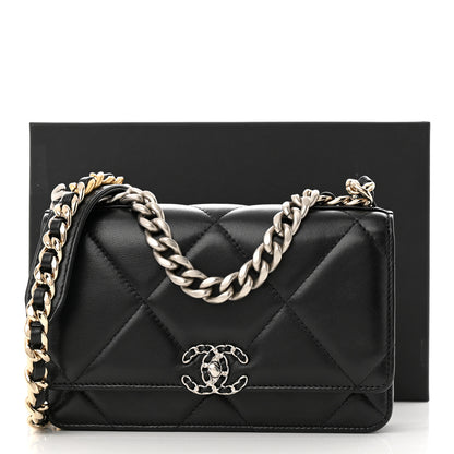 Chanel Lambskin Quilted Chanel 19 Wallet On Chain WOC Black 16 of 16
