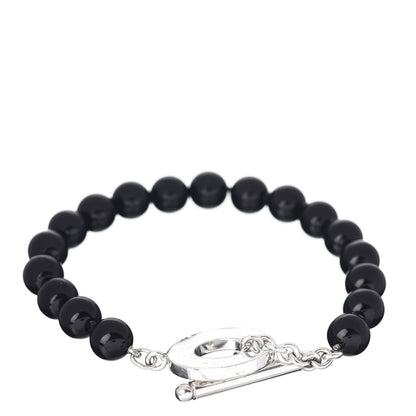 Tiffany Sterling Silver Black Onyx Bead Toggle Bracelet 1 of 4