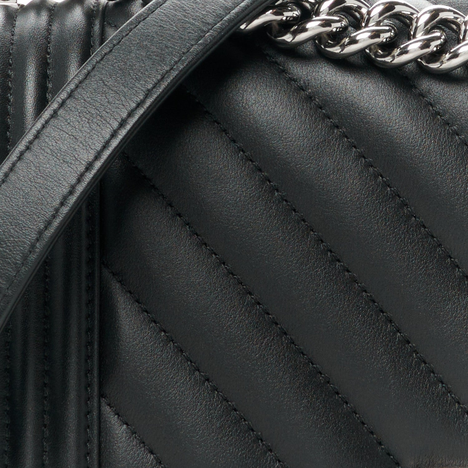 Chanel Lambskin Chevron Quilted Medium Boy Flap Black 8 of 10