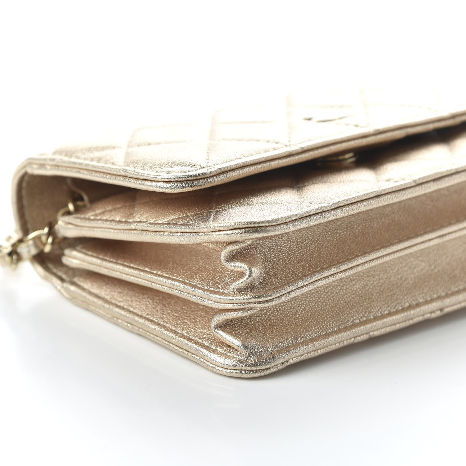 Chanel Metallic Lambskin Quilted Mini Wallet On Chain WOC Gold 6 of 11