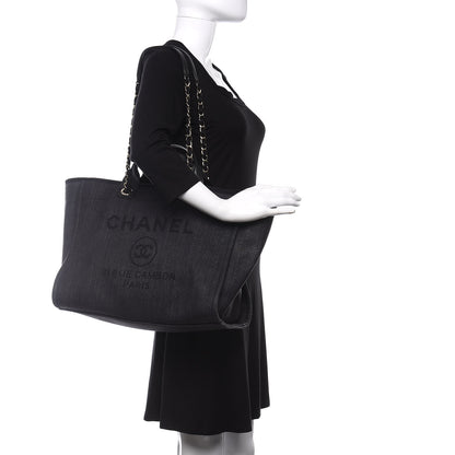 Chanel Canvas Medium Deauville Tote Black 2 of 12